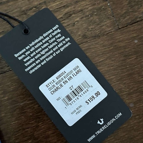 True Religion-Charlie High rise flare jeans, blue- size 27-NWT-retails $159 - Picture 8 of 13